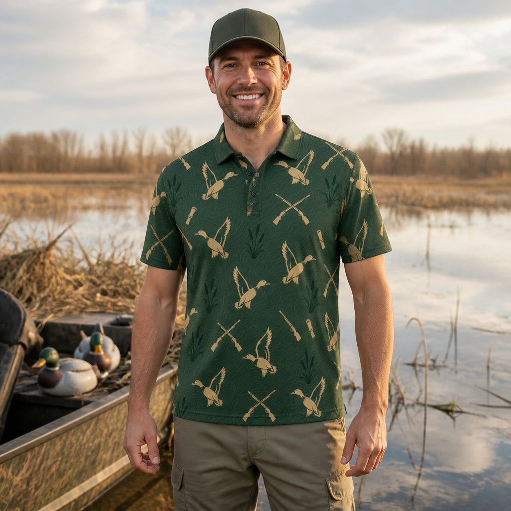 Duck Hunter AOP Polo – Forest Green Silhouette Pattern - Polo shirt - All over printed 955b5409-d4e9-4a24-9f5c-9fe635292f78.jpg