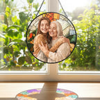 Custom Photo Portrait Couple Family - Personalized Stained Glass Window Hanging Suncatcher