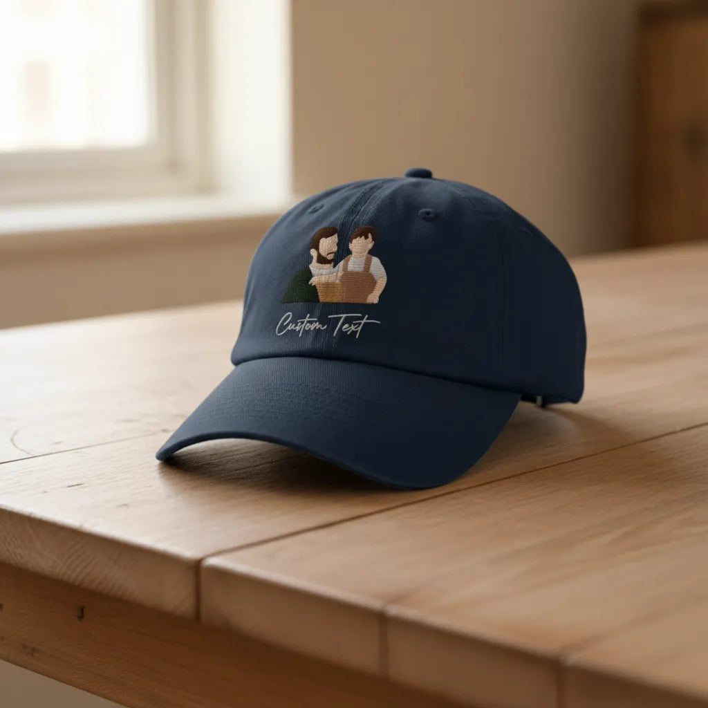 Custom Embroidered Outline Photo - Portrait Embroidered Dad Cap