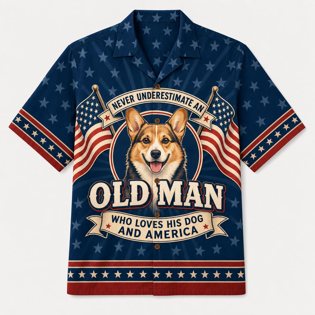 Old Man Dog & America Patriotic Hawaiian Shirt - Hero