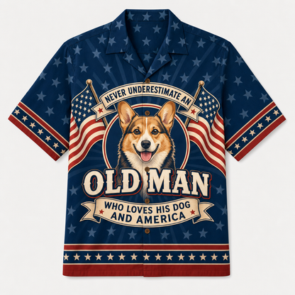 Old Man Dog & America Patriotic Hawaiian Shirt - Hero