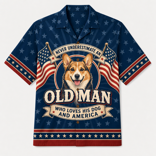 Old Man Dog & America Patriotic Hawaiian Shirt - Hero