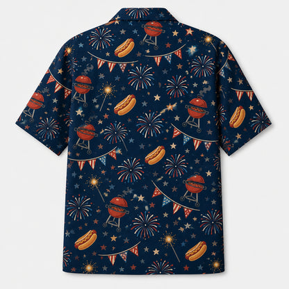 Best Papa Ever Fireworks Face Hawaiian Shirt - Back view