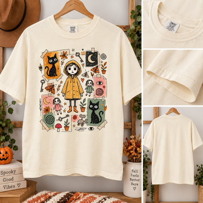 Lost in the Other Side Spooky Girl T-Shirt – Whimsical Black Cat & Key Graphic Tee, Cute Creepy Halloween Shirt for Dark Fantasy Lovers 96981b45-d0e4-4674-a271-b1815218a57f-mock-cobe.png