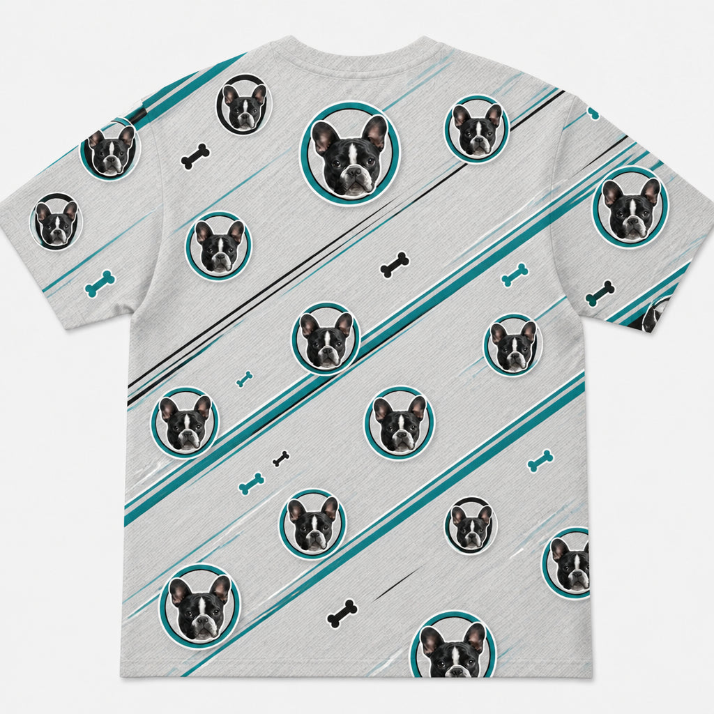 Custom Pet Face AOP Tee with Name Banner - Back view