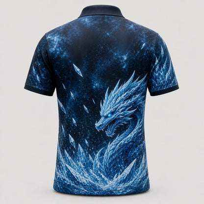 Personalized Ice Dragon Bowling Polo Shirt – Custom Name, All-Over Print