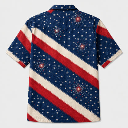 American Dog Dad Photo Hawaiian Shirt - Back view
