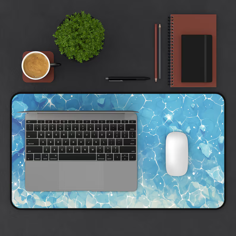 Kawaii Blue Water Desk Mat, Sparkly Ocean Mouse Pad, Cute Summer Aesthetic, Large Desk Pad for Gamers or Office 96fba175-3058-41a0-b6ff-f5f983bddf9e-b5_converted.png