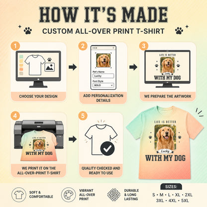 Life Is Better With My Dog — Custom Pet Photo AOP Tee - How to customize