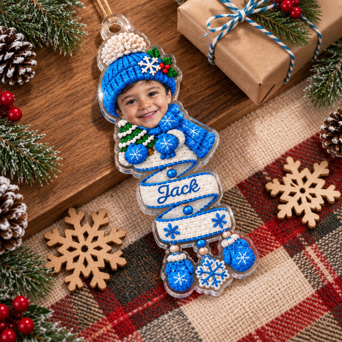 Personalized Baby Face Photo Spiral Ornament, Custom Name Snowman Acrylic Ornament, 2D Flat Faux Spiral Christmas Tree Decor, Christmas Gift 979dad13-2ef0-4468-a542-e0525ffee0f3-3.jpg