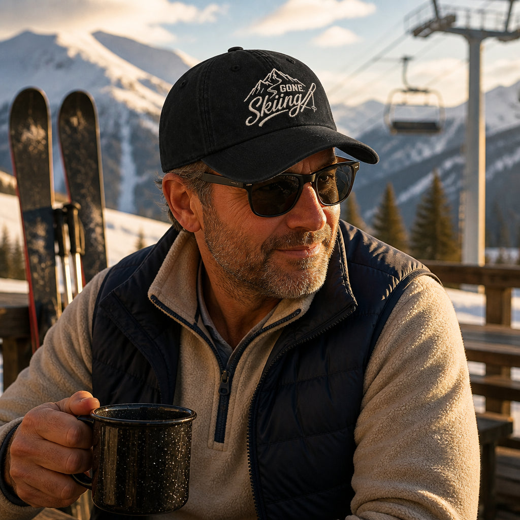Gone Skiing Embroidered Dad Cap - Lifestyle 1