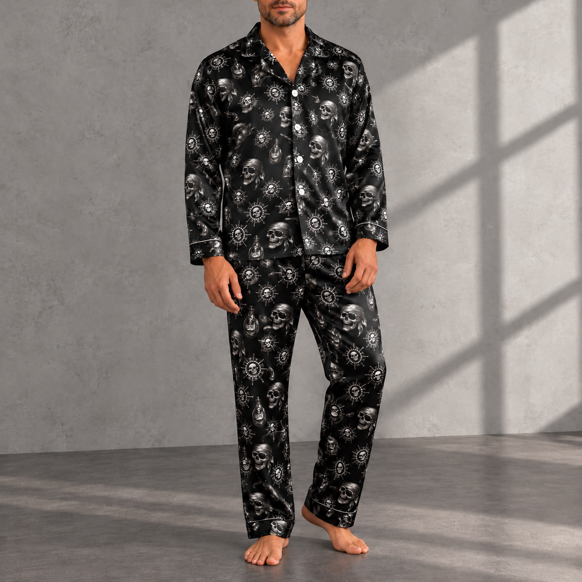 Cool Pirate Skull Pajama Set, Black Satin with Nautical Crossbones Print, Gothic Sleepwear with Pocket, Short & Long Sleeve, Gift For Hims 987905a6-04e6-4c74-bfbf-808bf3a370a6--o-satin-en-kh-ng-t-i-ng-c-5.png