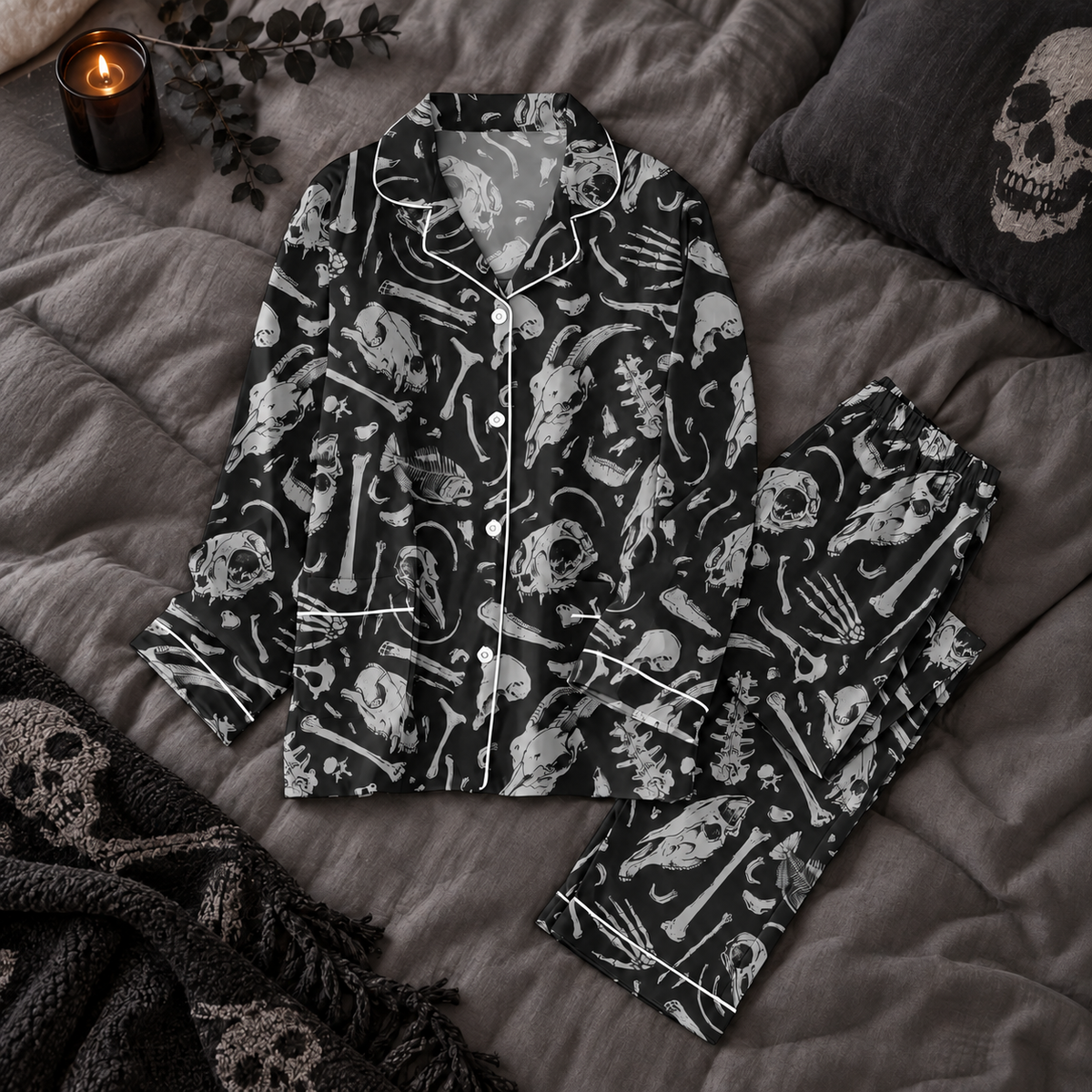 Gothic Bones Pajama Set, Skull & Skeleton Long Sleeve Pajamas, Spooky Family Matching PJs, Halloween Sleepwear, Gift For Gothic Lovers 987eaa6a-36af-461e-b4e8-5427e4edc048-u-y.png