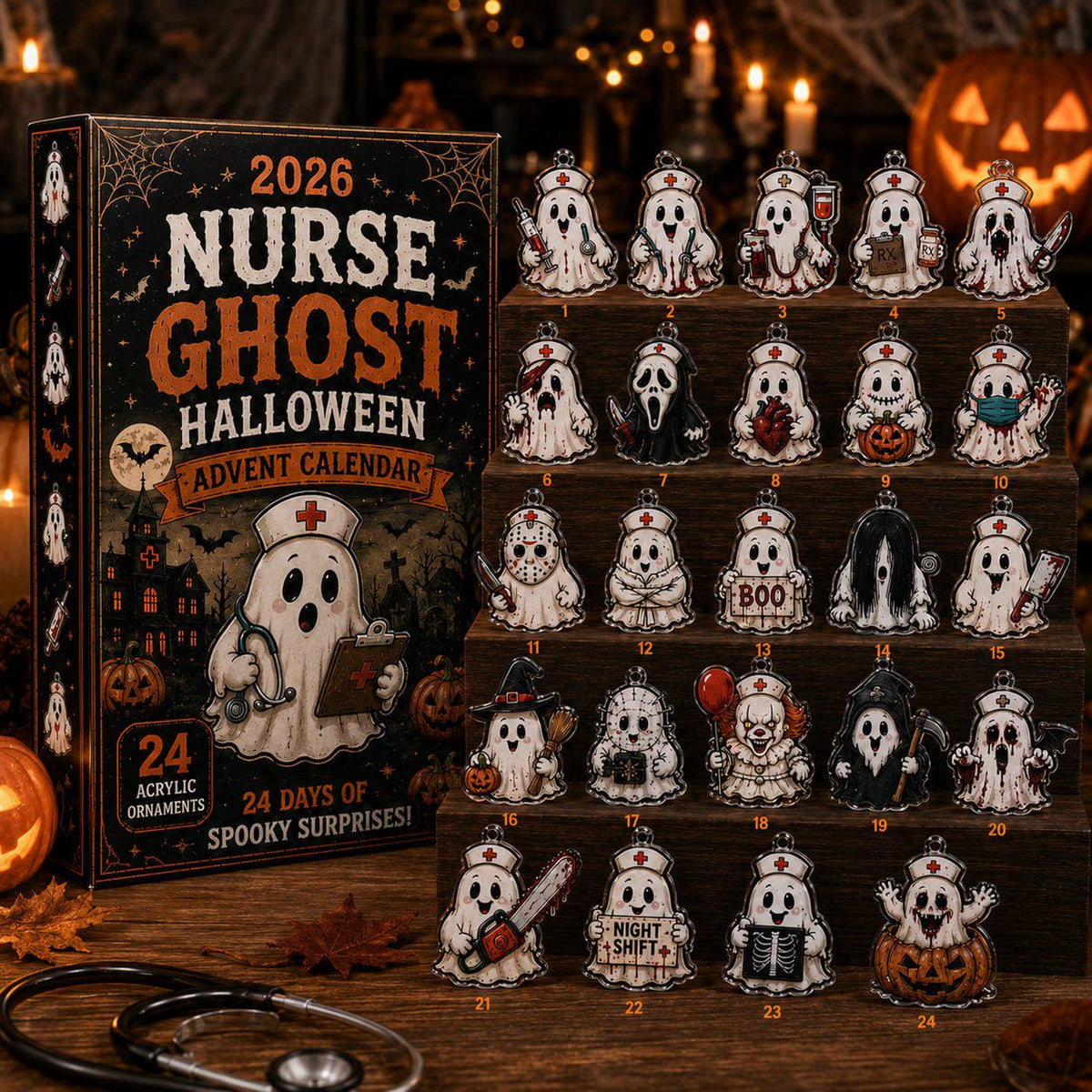 2026 Nurse Ghost Halloween Advent Calendar, 24 Spooky Surprise Acrylic Figurines, Medical Horror Collectible Holiday Gift 99e90120-8f99-4570-bae2-f03752bfda37-il_1588xN.8420965978_qu7c.jpg