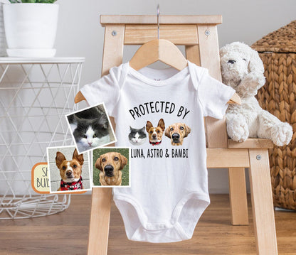Custom Protected by Pets , Upload Photo Dogs and Cats, Personalized Baby Shower Gift, Baby Girl, Baby Boy Bodysuit 9_2eb11b66-1c89-4a05-957c-8ba7c8a8bebf.jpg