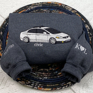 Custom Embroidered Car Sweatshirt, Personalized Car Gifts for Him