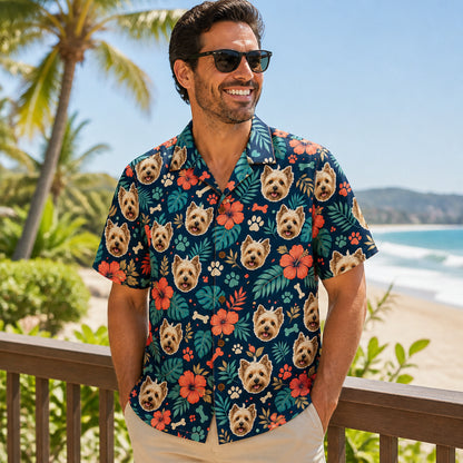 Custom Pet Face Hawaiian Shirt – Paws & Tropics AOP - Lifestyle 1