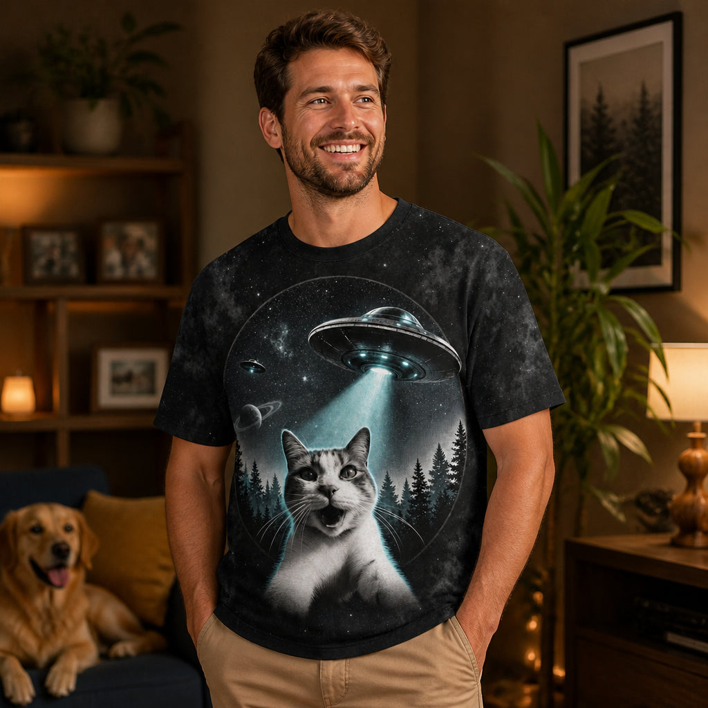 Custom Pet UFO Poster Tee - Lifestyle 2
