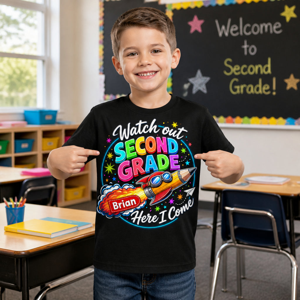 Watch Out Second Grade – Here I Come Kids Name Tee - Personalized T-Shirt - All over printed 9af6653c-a984-4afa-8c0c-921662b07907.jpg