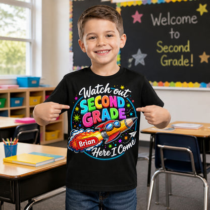 Watch Out Second Grade – Here I Come Kids Name Tee - Personalized T-Shirt - All over printed 9af6653c-a984-4afa-8c0c-921662b07907.jpg