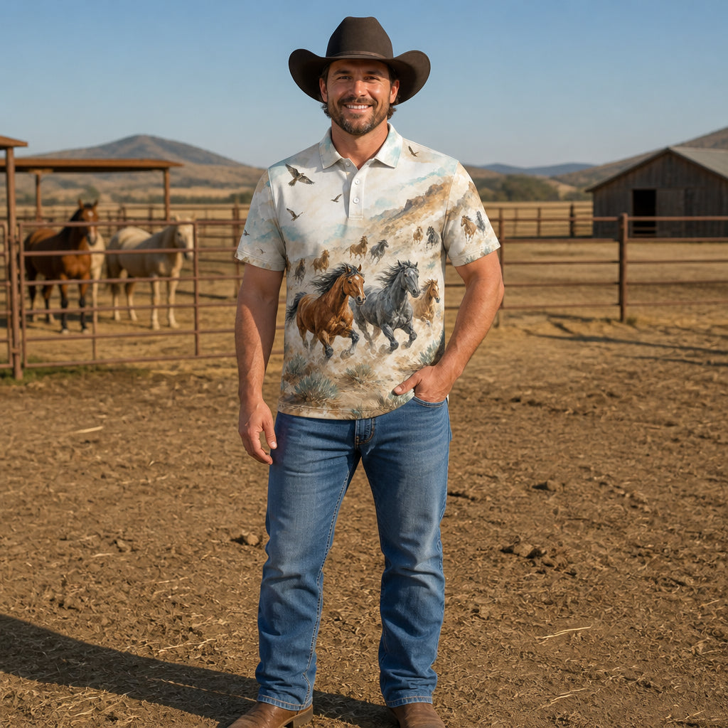 Wild Horses Watercolor AOP Polo - Polo shirt - All over printed 9b18de5f-611e-428b-8079-5b4f34e8c6e6.jpg
