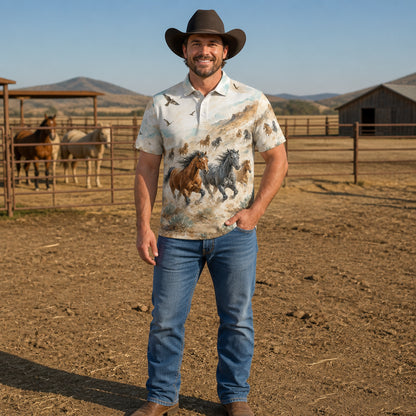 Wild Horses Watercolor AOP Polo - Polo shirt - All over printed 9b18de5f-611e-428b-8079-5b4f34e8c6e6.jpg