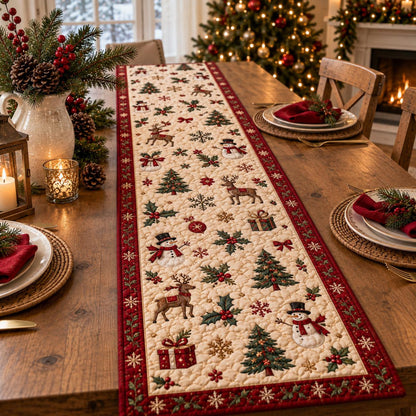 Christmas Quilt-Style Table Runner, Festive Snowman Reindeer Farmhouse Decor 9c155d60-a233-4576-894e-204c47593e8a-1.jpg
