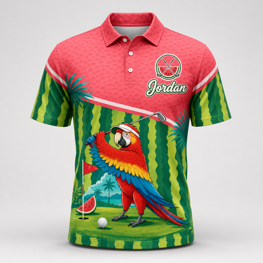 Watermelon Golf Parrot Polo – Custom Name & Team - Personalized Polo shirt - All over printed 9c499434-23a0-47ff-860d-5cbff6c4b3b8.png
