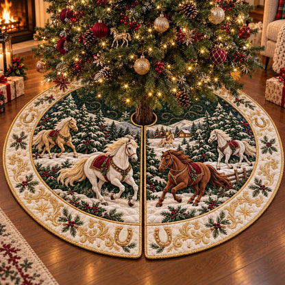 Quilted Horse Christmas Tree Skirt – Elegant Winter Woodland Design with Gold Trim, Festive Holiday Decor for Horse Lovers 9d65adfb-ab98-4d8a-b95e-2df8cb8afe8f-2.jpg