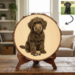 Custom Pet Engraved Portrait - Personalized Wooden Picture Frame
