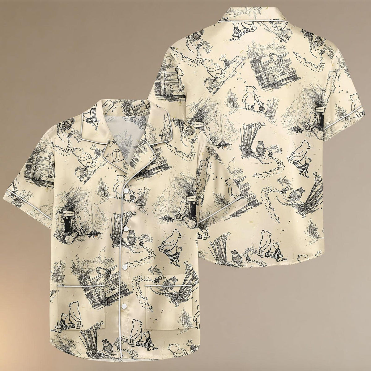 Vintage Pooh Satin Pajama Set for Women, Aesthetic Sketch Print Sleepwear, Cute Classic Pajamas, Cozy Gift for Her 9e19672f-f2d0-4b18-a1ba-0056157da5d8-m6.jpg