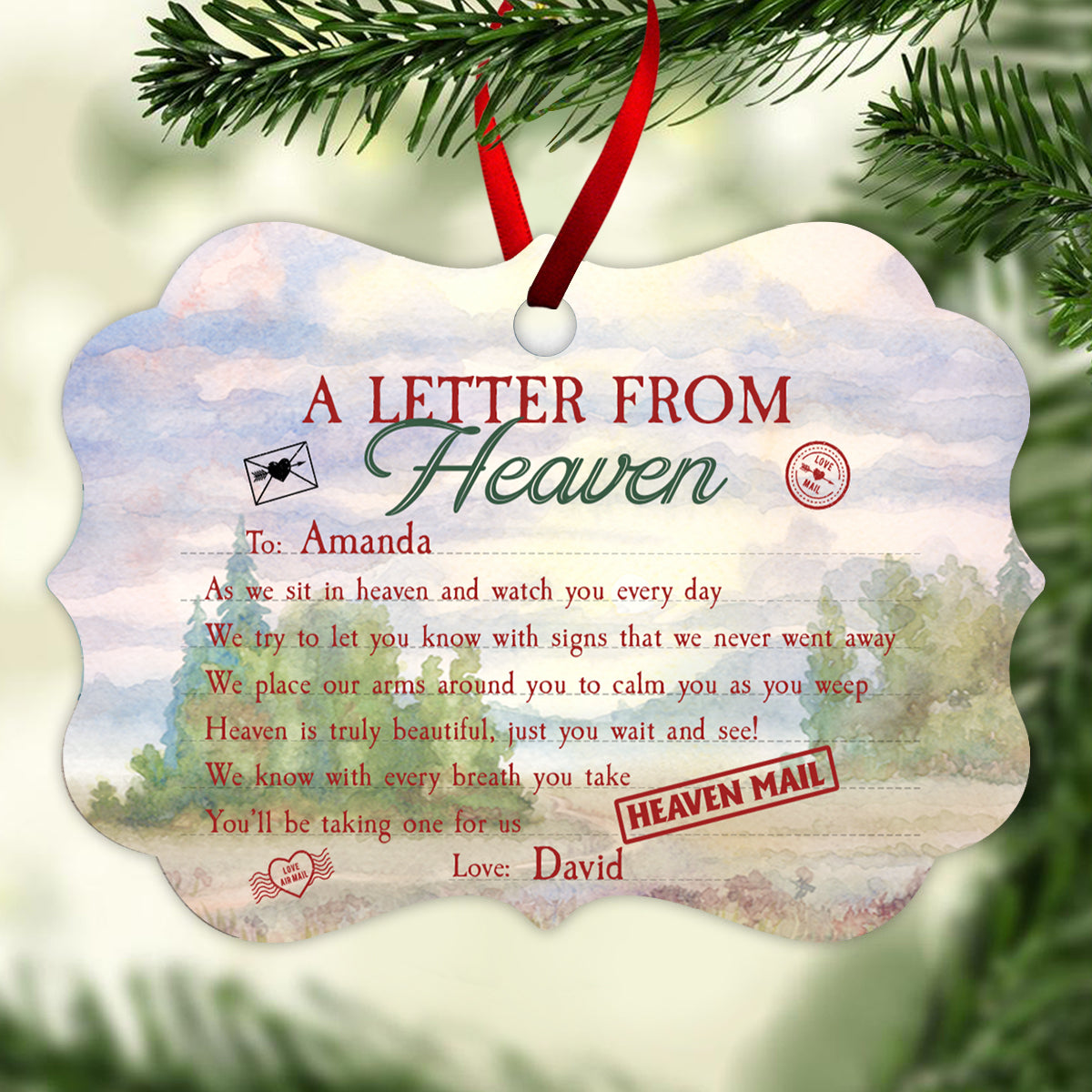 A Letter From Heaven To You - Personalized Ornament - Memorial Gift For Family ALetterFromHeavenToYou-2.jpg