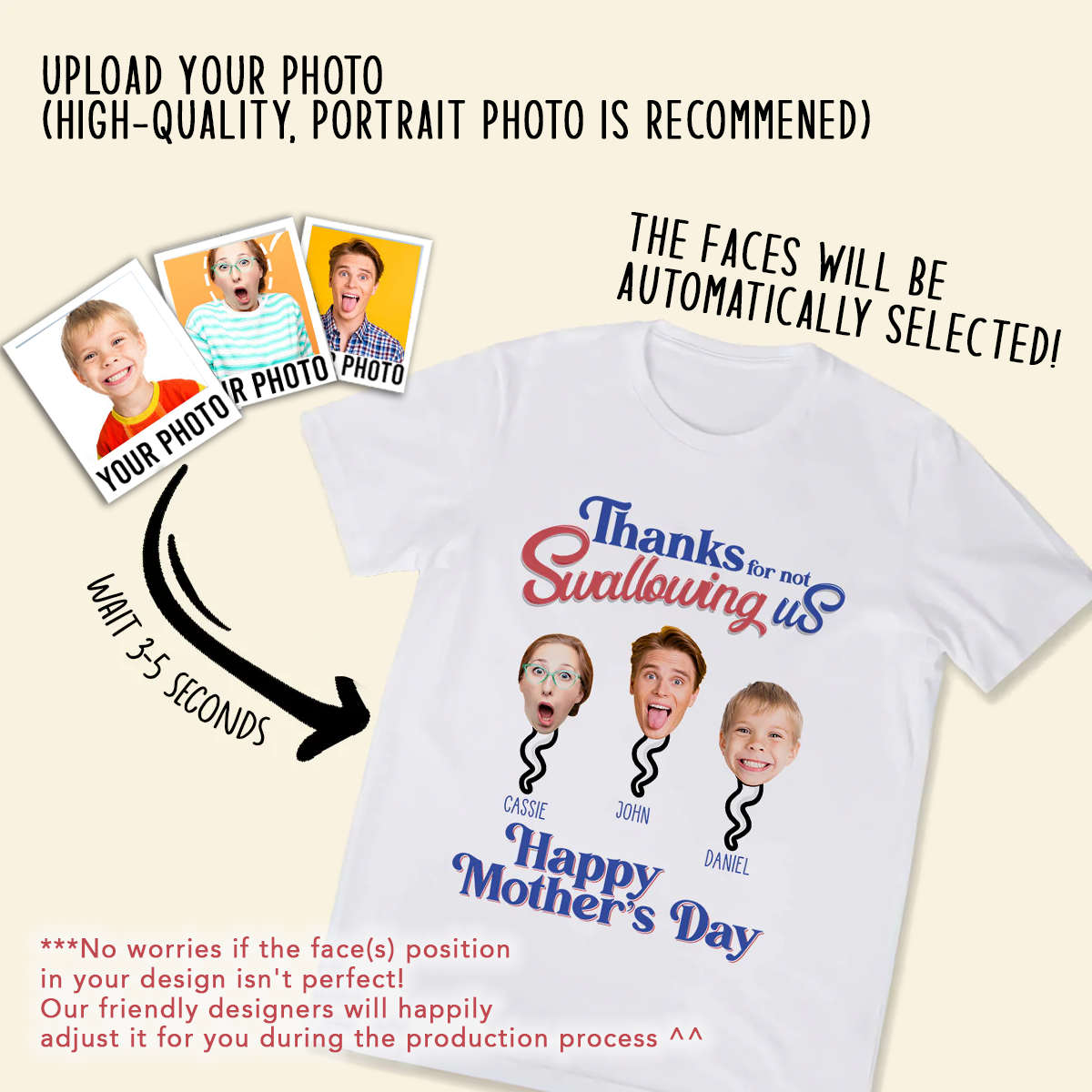 Personalized Shirt - Thanks For Not Swallowing Us - Funny Mother's Day Birthday Gift For Mom Mother Wife ANHMOI.png