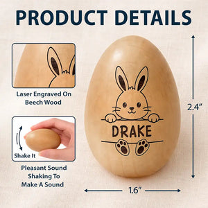 Adorable Bunny With Name - Personalized Wooden Easter Egg