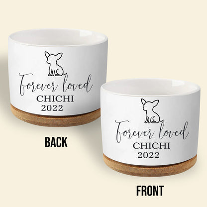 Personalized Dog Memorial Gift Planter - White Ceramic Pot w/ Bamboo Tray - Forever Loved - Dog Sympathy Gift - Pet Memorial Customize With Dog Breed BANNER12.7_1.jpg