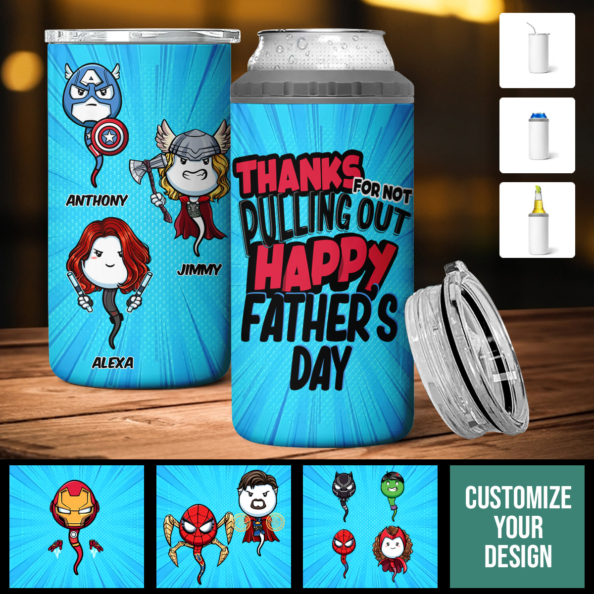 Multiverse Thanks For Not Pulling Out - Personalized Can Cooler Tumbler - Father's Day, Funny, Birthday Gift For Dad, Husband BANNER_3_6223a7b2-ba7e-4f00-8116-562b64e7649a.jpg