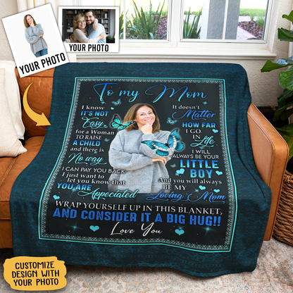 Personalized Blankets With Pictures - To My Mom It Doesn't Matter How Far I Go - Son To Mom, Daughter To Mom, Mother's Day Gift For Mom BLK-FB-D_3b76341f-9e2f-4f7d-abc3-c65132714f7d.png