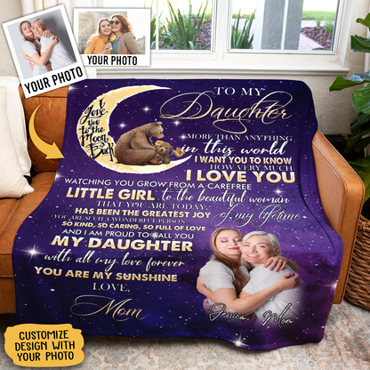 Personalized Throws With Pictures - To My Daughter You Are My Sunshine - Mom To Daughter, Personalized Gift For Daughter BLK-FB-D_3df1365a-af23-4f32-944c-9c311c652887.png