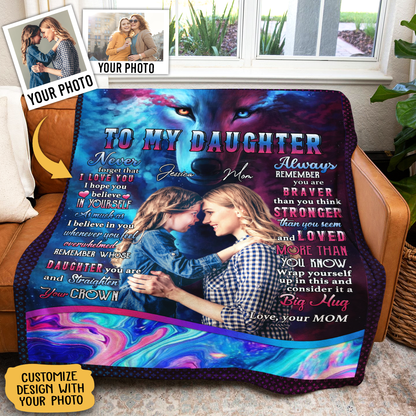 Personalized Throw Blankets With Picture - To My Daughter Remember Whose Daughter You Are - Mom To Daughter, Personalized Gift For Daughter BLK-FB-D_4396744a-1c30-4147-b4ba-733ebb821e3e.png