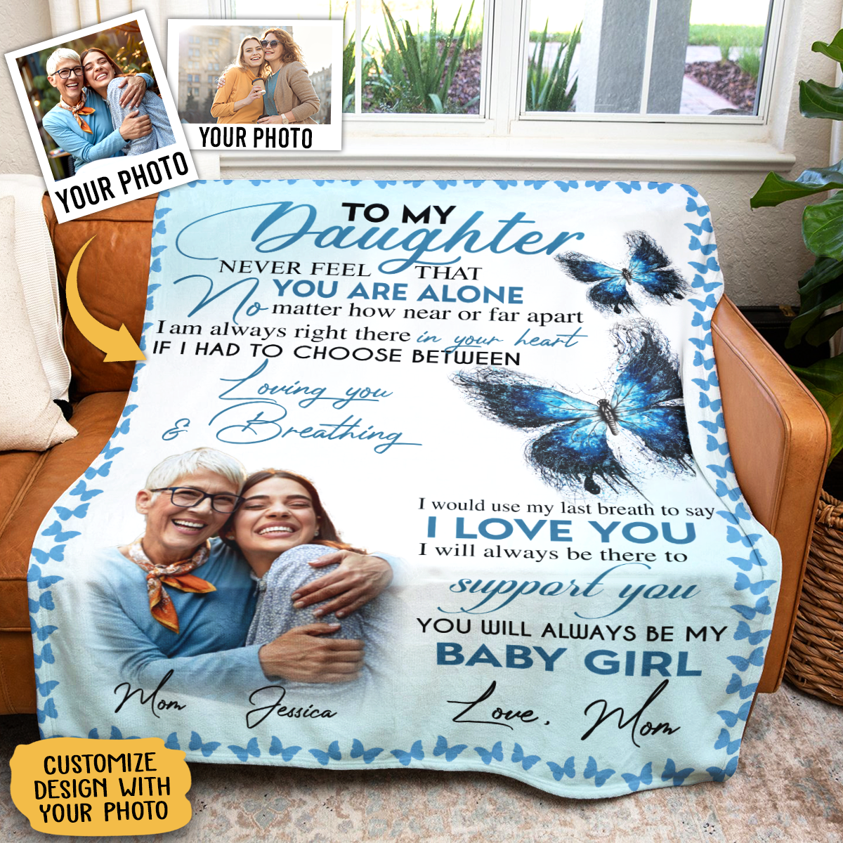 Personalized Fleece Blankets With Pictures - To My Daughter You Will Always Be My Baby Girl - Mom To Daughter, Personalized Gift For Daughter BLK-FB-D_bdd9969b-e13d-4ef4-9125-2f03600f00ea.png