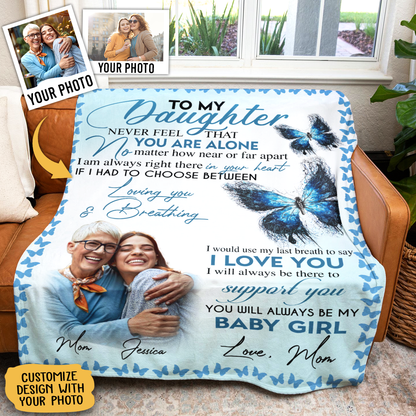 Personalized Fleece Blankets With Pictures - To My Daughter You Will Always Be My Baby Girl - Mom To Daughter, Personalized Gift For Daughter BLK-FB-D_bdd9969b-e13d-4ef4-9125-2f03600f00ea.png