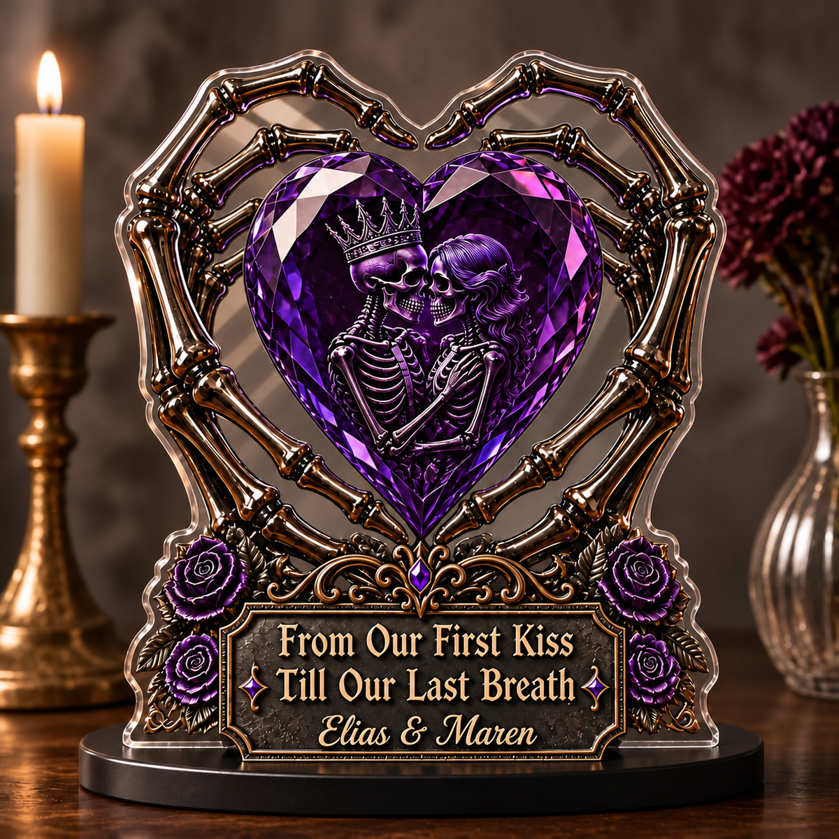 From Our First Kiss – Personalized Photo Custom Shape Acrylic Plaque – Halloween Couple Gift