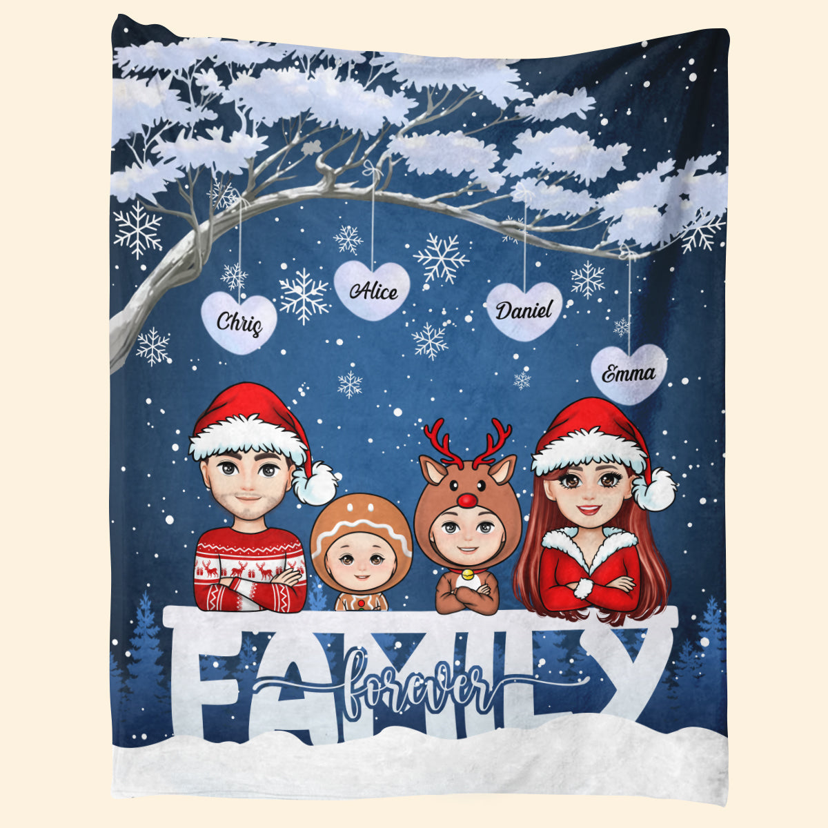 Family Forever Christmas - Personalized Blanket - Christmas Gift For Family Banener3.jpg