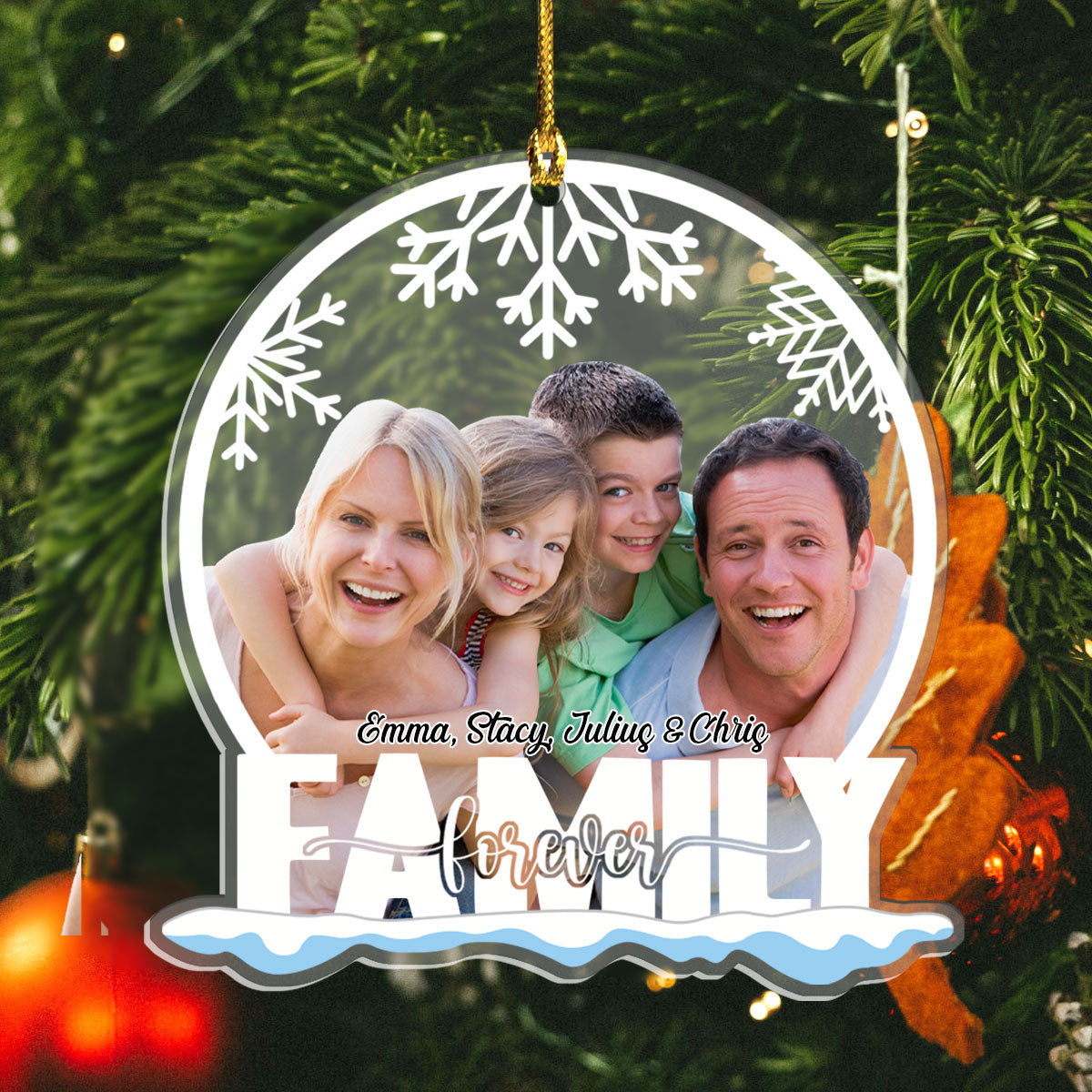 Family Forever Custom Photo - Personalized Ornament - Christmas Gift For Family, Friends, Sisters Banner--gg.jpg