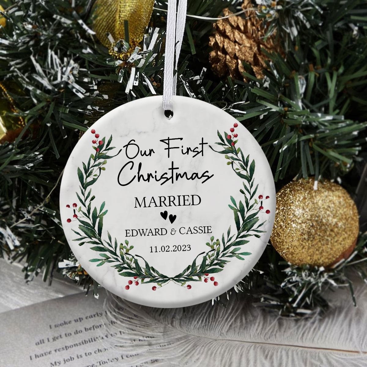 First Christmas Married Wedding Gift - Personalized Ornament - Christmas Gift For Newlywed Couple Banner-1_45082c96-55ae-43cf-8b37-1e27ca82814c.jpg