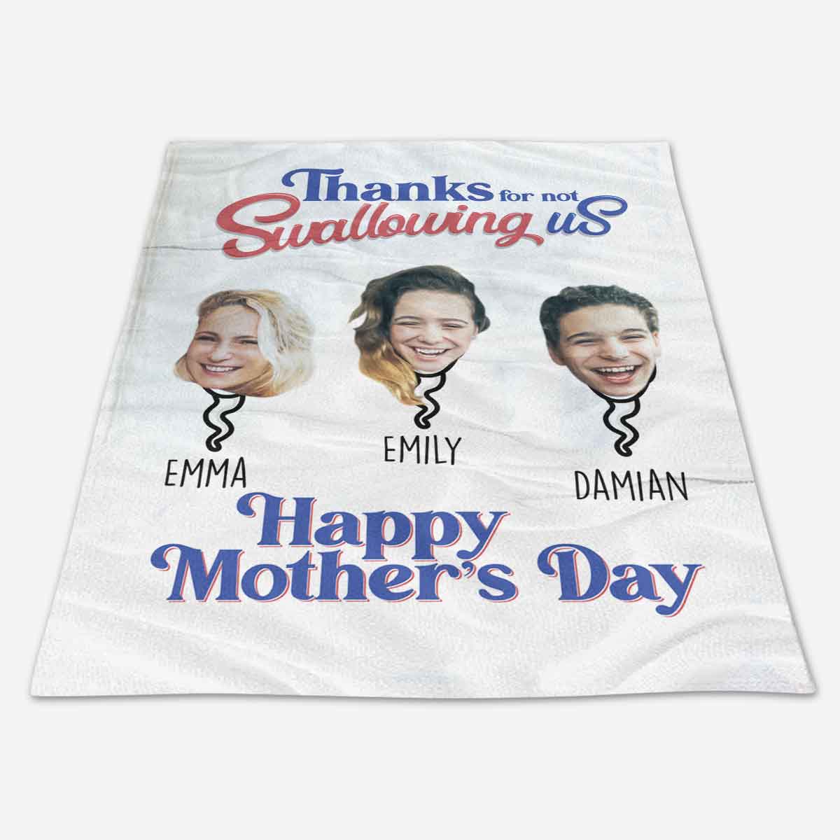 Thanks For Not Swallowing Us Custom Photo - Personalized Blanket - Funny Gift For Mom, Mother's Day Banner-1_9a604ba6-b9c0-4cc1-a2c2-948a7ceabbec.jpg