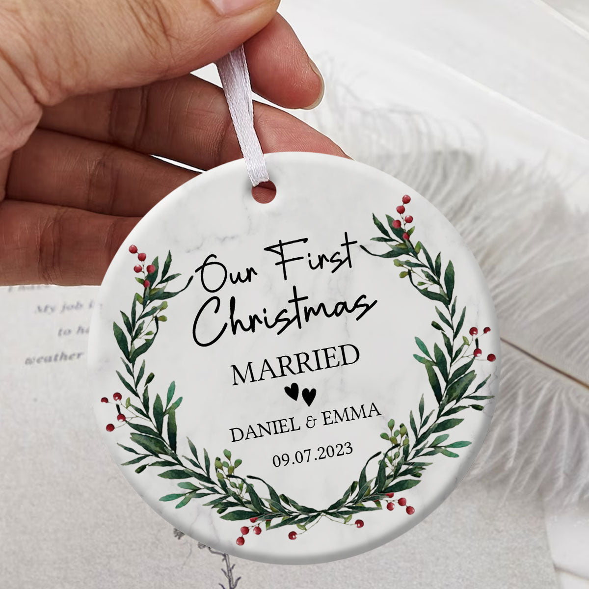 First Christmas Married Wedding Gift - Personalized Ornament - Christmas Gift For Newlywed Couple Banner-2_6ce7ad0d-4bb3-49ff-89fd-788a6e12a180.jpg
