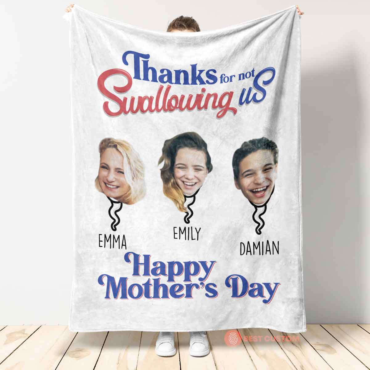 Thanks For Not Swallowing Us Custom Photo - Personalized Blanket - Funny Gift For Mom, Mother's Day Banner-2_73300e43-b75b-4a43-8be6-b8fd614b5489.jpg