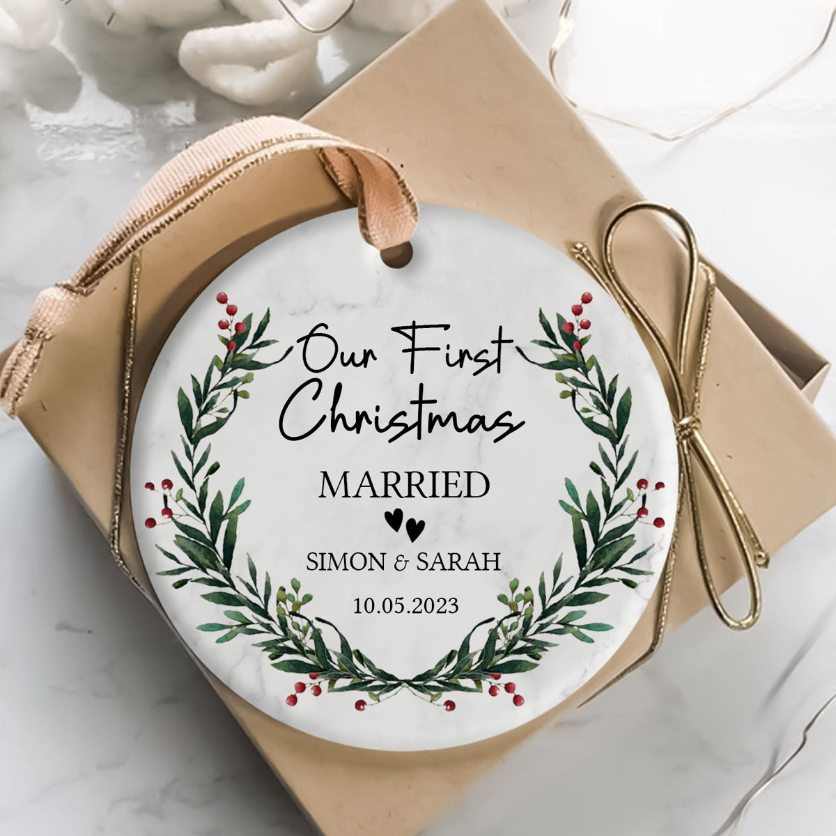 First Christmas Married Wedding Gift - Personalized Ornament - Christmas Gift For Newlywed Couple Banner-3_4a2cbaf6-8d14-4342-bb58-1f109279defe.jpg