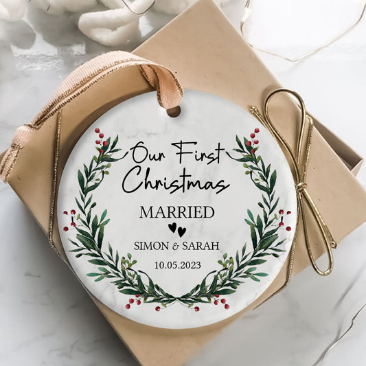 First Christmas Married Wedding Gift - Personalized Ornament - Christmas Gift For Newlywed Couple Banner-3_4a2cbaf6-8d14-4342-bb58-1f109279defe.jpg